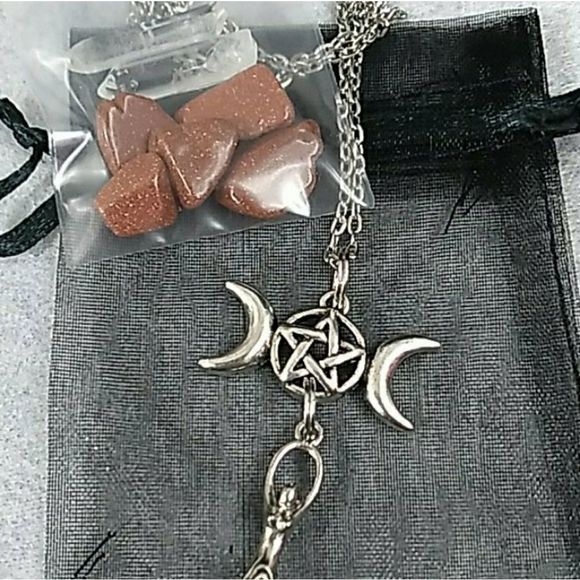 Goddess Jewelry - - Triple moon goddess necklace w crystals wi…